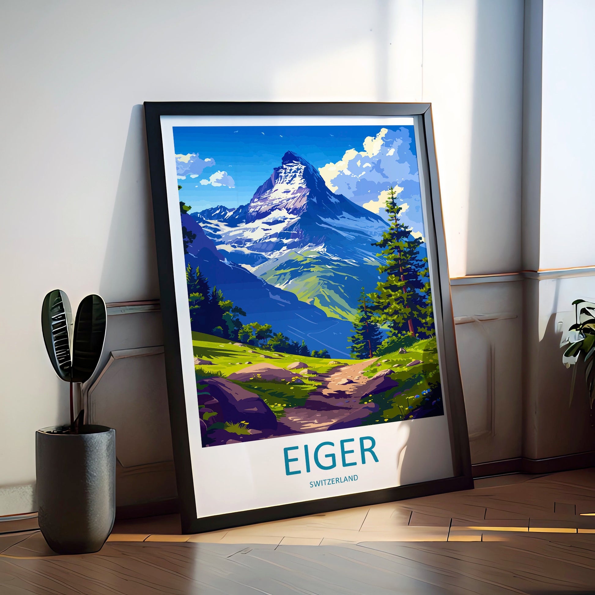 Eiger Travel Print Wall Art Eiger Wall Hanging Home Décor Eiger Gift Art Lovers Switzerland Art Lover Gift Eiger Travel Art