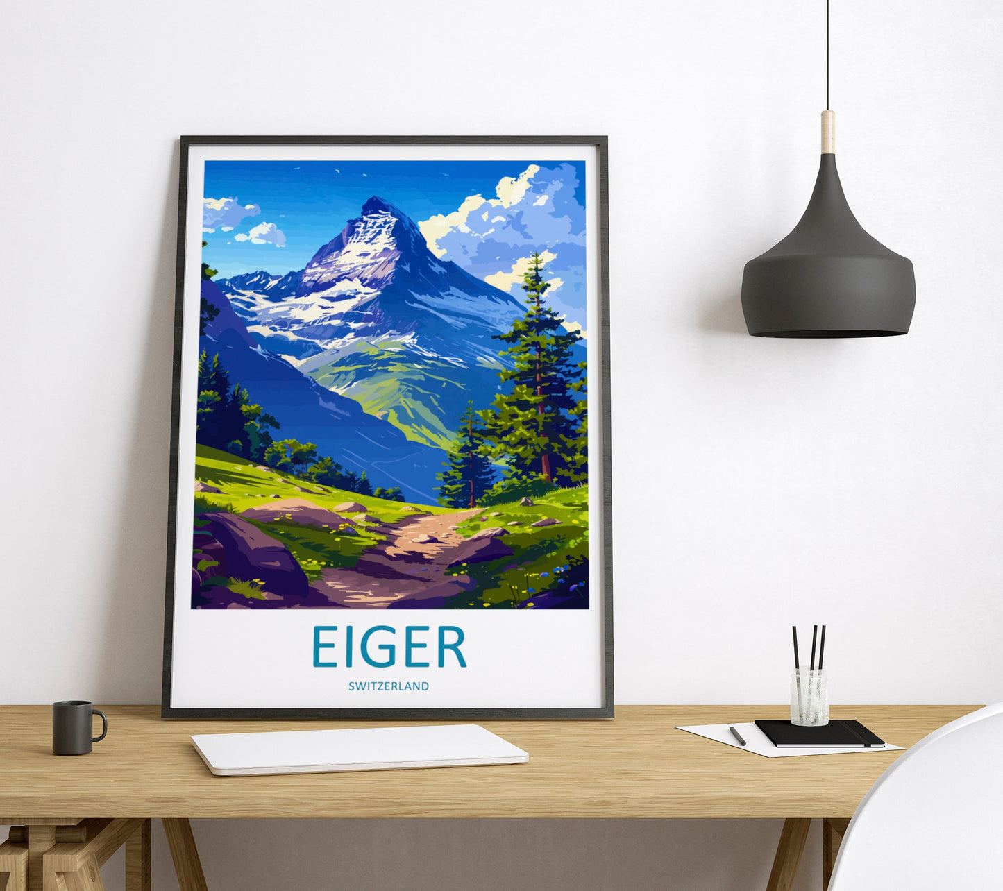 Eiger Travel Print Wall Art Eiger Wall Hanging Home Décor Eiger Gift Art Lovers Switzerland Art Lover Gift Eiger Travel Art