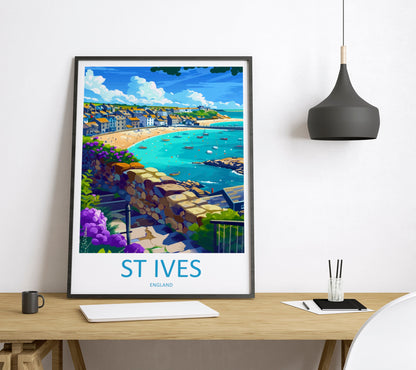 St Ives Travel Print Wall Art St Ives Wall Hanging Home Décor St Ives Gift Art Lovers Cornwall Art Lover Gift