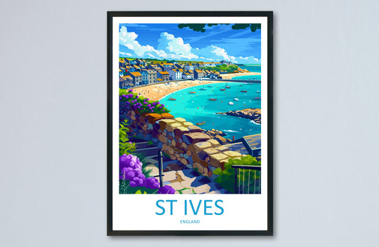 St Ives Travel Print Wall Art St Ives Wall Hanging Home Décor St Ives Gift Art Lovers Cornwall Art Lover Gift