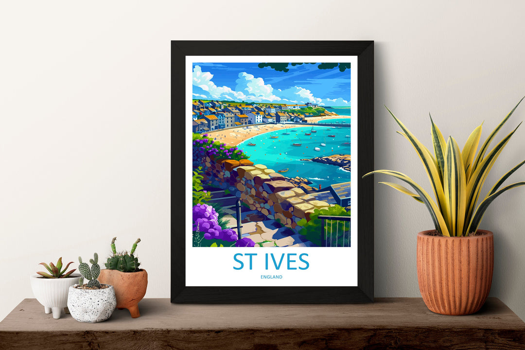 St Ives Travel Print Wall Art St Ives Wall Hanging Home Décor St Ives Gift Art Lovers Cornwall Art Lover Gift