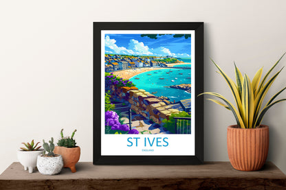 St Ives Travel Print Wall Art St Ives Wall Hanging Home Décor St Ives Gift Art Lovers Cornwall Art Lover Gift