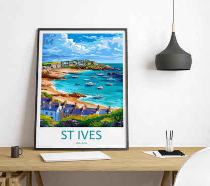 St Ives Travel Print Wall Art St Ives Wall Hanging Home Décor St Ives Gift Art Lovers Cornwall Art Lover Gift
