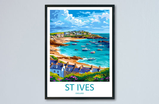 St Ives Travel Print Wall Art St Ives Wall Hanging Home Décor St Ives Gift Art Lovers Cornwall Art Lover Gift