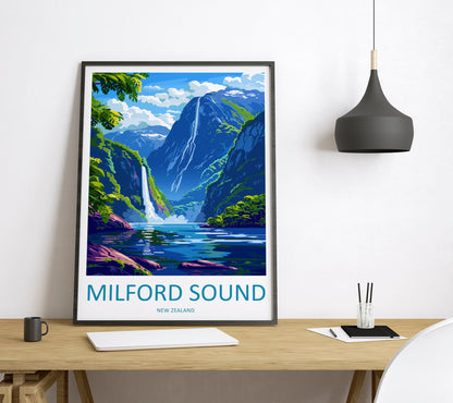 Milford Sound Travel Print Wall Art Milford Sound Wall Hanging Home Décor Milford Sound Gift Art Lovers New Zealand Art Lover Gift
