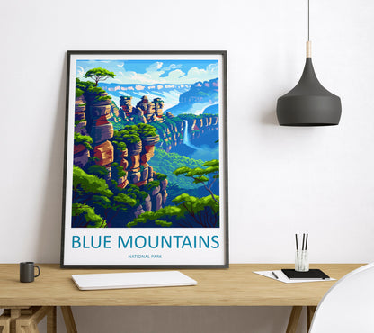 Blue Mountains Travel Print Wall Art Blue Mountains Wall Hanging Home Décor Blue Mountains Gift Art Lovers Wall Art Australia Travel Print