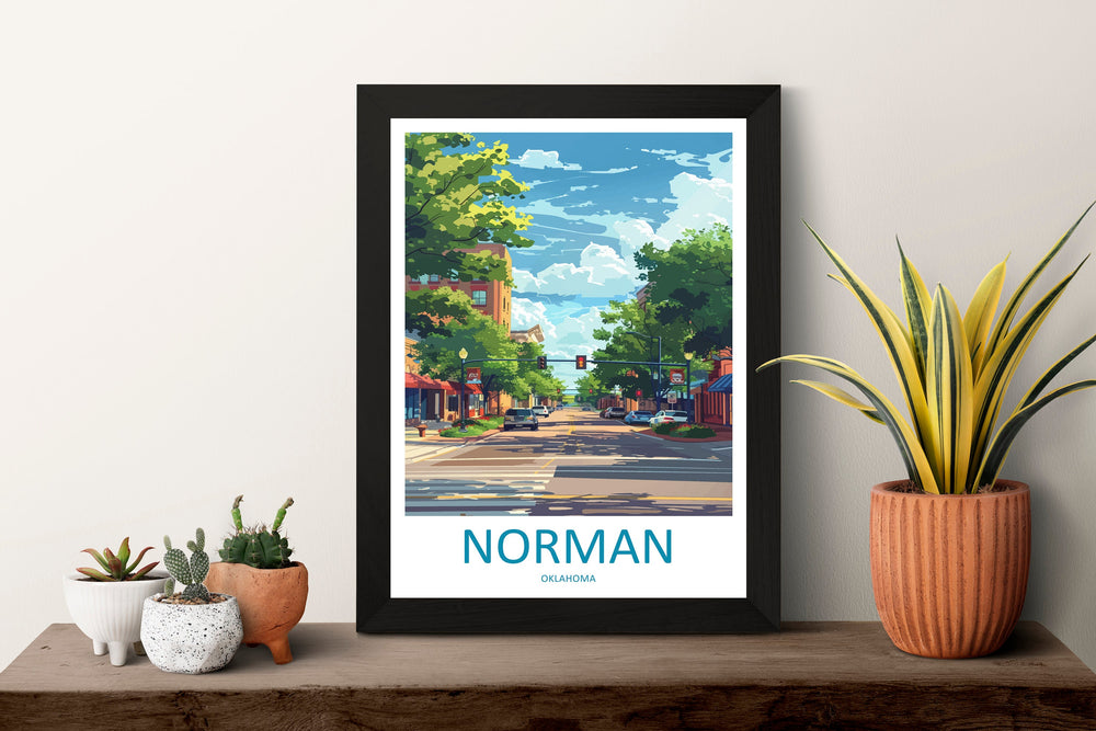 Norman Travel Print Wall Art Norman Wall Hanging Home Décor Norman Gift Art Lovers Oklahoma Art Lover Gift Norman Oklahoma Art