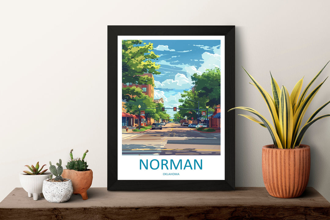 Norman Travel Print Wall Art Norman Wall Hanging Home Décor Norman Gift Art Lovers Oklahoma Art Lover Gift Norman Oklahoma Art
