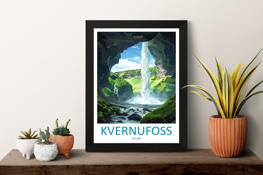 Kvernufoss Travel Print Wall Art Kvernufoss Wall Hanging Home Décor Kvernufoss Gift Art Lovers Iceland Art Lover Gift Kvernufoss Iceland Art