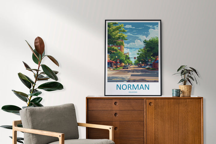 Norman Travel Print Wall Art Norman Wall Hanging Home Décor Norman Gift Art Lovers Oklahoma Art Lover Gift Norman Oklahoma Art