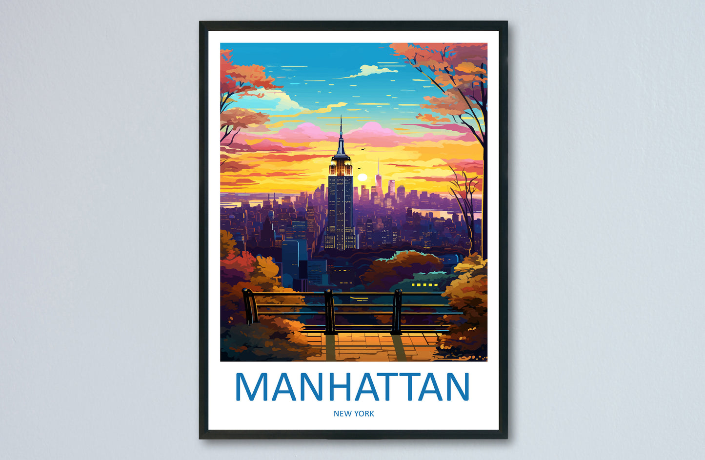 Manhattan New York Travel Print Wall Art Manhattan Wall Hanging Home Décor Manhattan Gift Art Lovers New York Art Lover