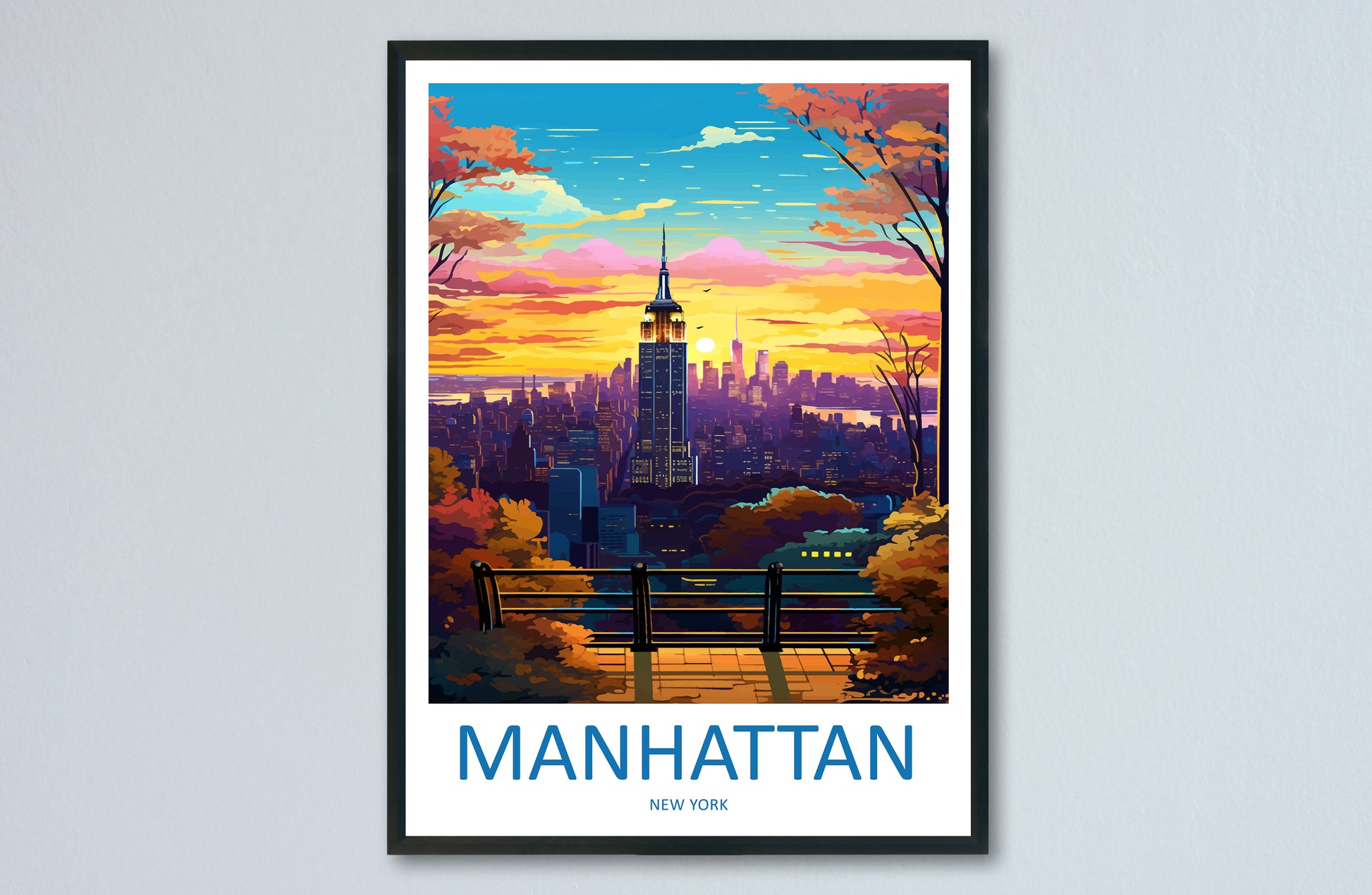 Manhattan New York Travel Print Wall Art Manhattan Wall Hanging Home Décor Manhattan Gift Art Lovers New York Art Lover