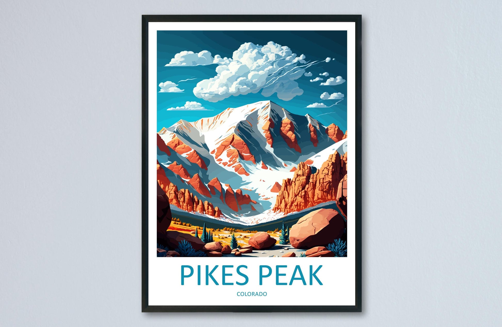 Pikes Peak Travel Print Wall Art Pikes Peak Wall Hanging Home Décor Pikes Peak Gift Art Lovers Colorado Art Gift Lover Print For Pikes Peak