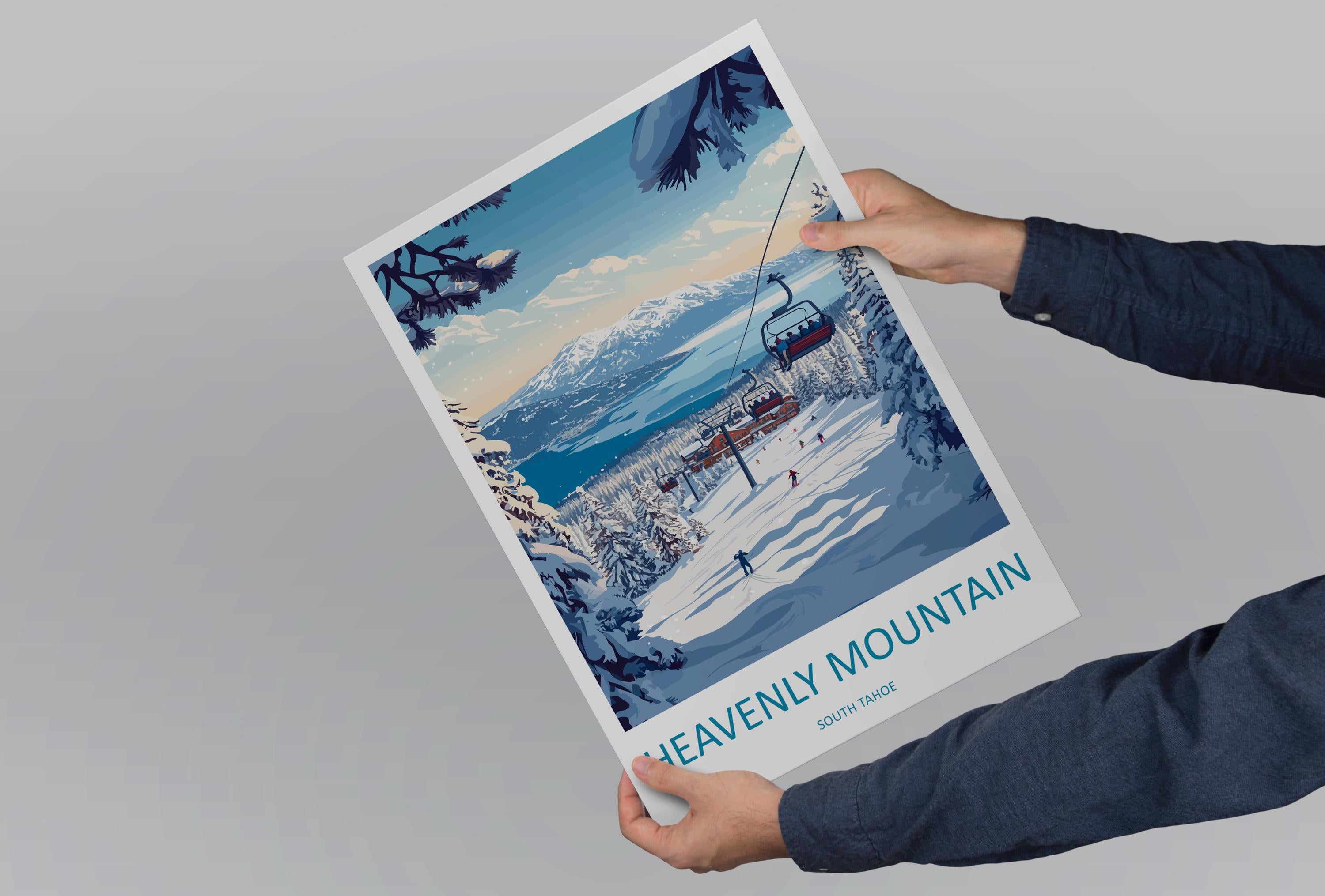 Heavenly Mountain Travel Print Heavenly Wall Decor South Tahoe Heavenly Art Heavenly Wall Art South Tahoe Poster Gift for Skiers Heavenly Mt
