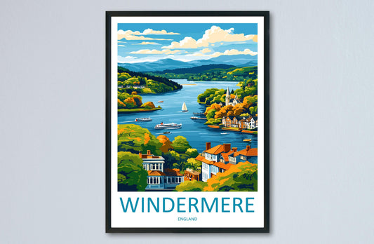 Windermere Travel Print Wall Art Windermere Wall Hanging Home Décor Windermere Gift Art Lovers England Art Lover Gift Windermere Souvenir