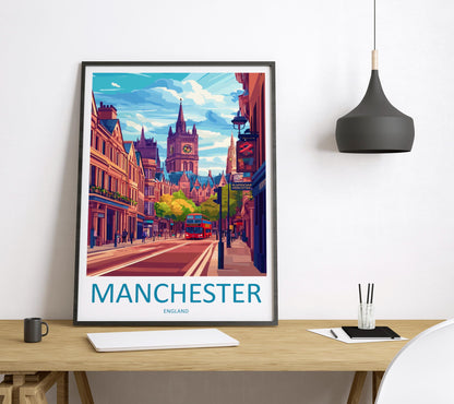 Manchester Travel Print Wall Art Manchester Wall Hanging Home Décor Manchester Gift Art Lovers England Art Lover Gift Manchester Travel Art