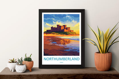 Northumberland Coast Travel Print Wall Art Northumberland Coast Wall Hanging Home Decor Northumberland Coast Gift Art Lovers Wall Art ANOB