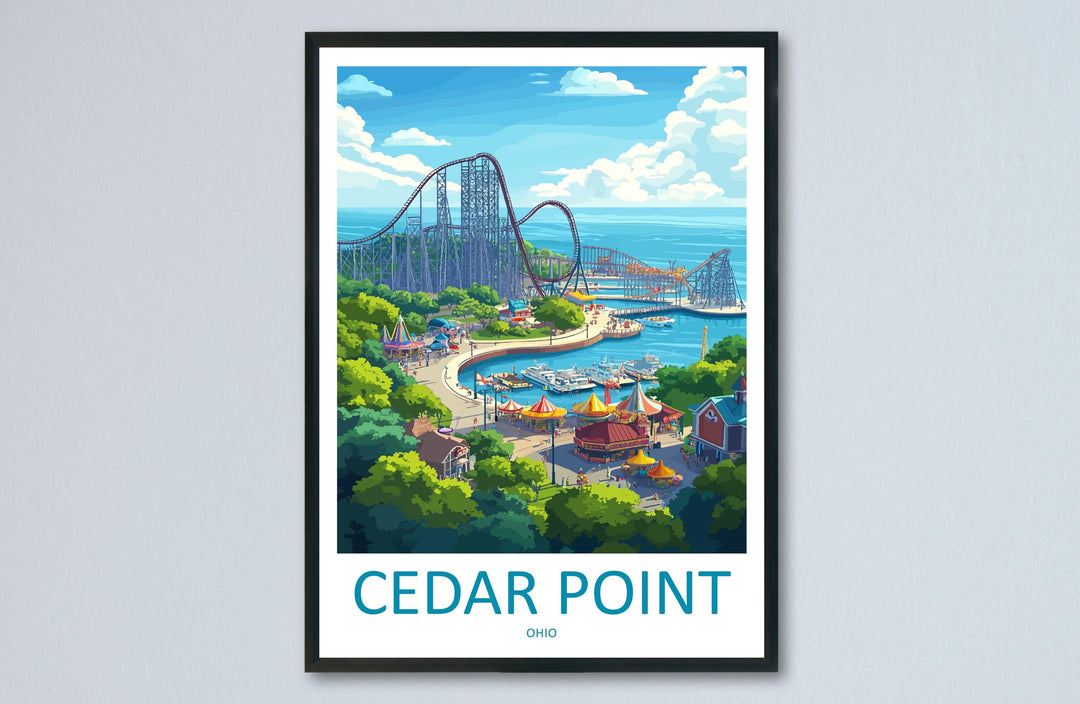 Cedar Point Travel Print Home Décor Cityscape Art Print Cedar Point Wall Art Travel Gift Wall Hanging Cedar Point Ohio Poster Art Ohio Print