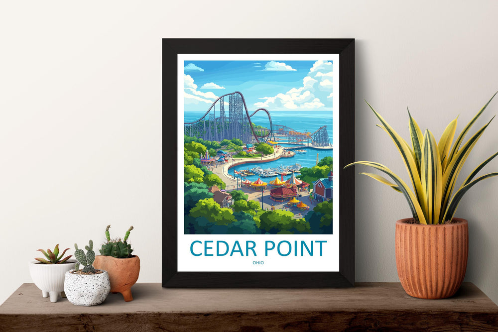 Cedar Point Travel Print Home Décor Cityscape Art Print Cedar Point Wall Art Travel Gift Wall Hanging Cedar Point Ohio Poster Art Ohio Print