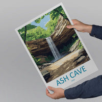 Ash Cave Travel Print Ash Cave Wall Decor Ohio Ash Cave Art Ash Cave Wall Art Ohio Poster Gift for Nature and Cave Explorers Ash Cave Gift
