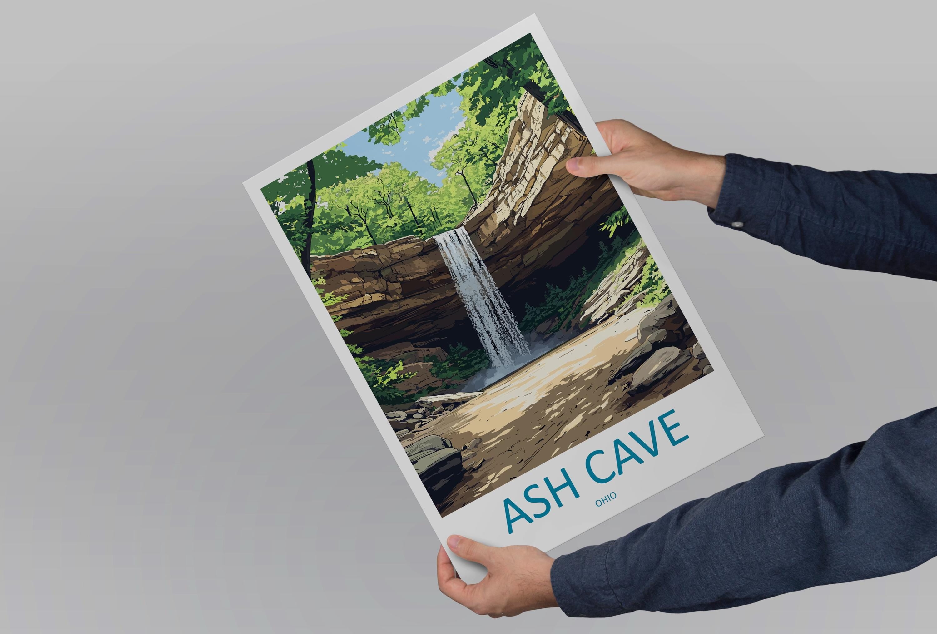 Ash Cave Travel Print Ash Cave Wall Decor Ohio Ash Cave Art Ash Cave Wall Art Ohio Poster Gift for Nature and Cave Explorers Ash Cave Gift