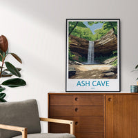 Ash Cave Travel Print Ash Cave Wall Decor Ohio Ash Cave Art Ash Cave Wall Art Ohio Poster Gift for Nature and Cave Explorers Ash Cave Gift