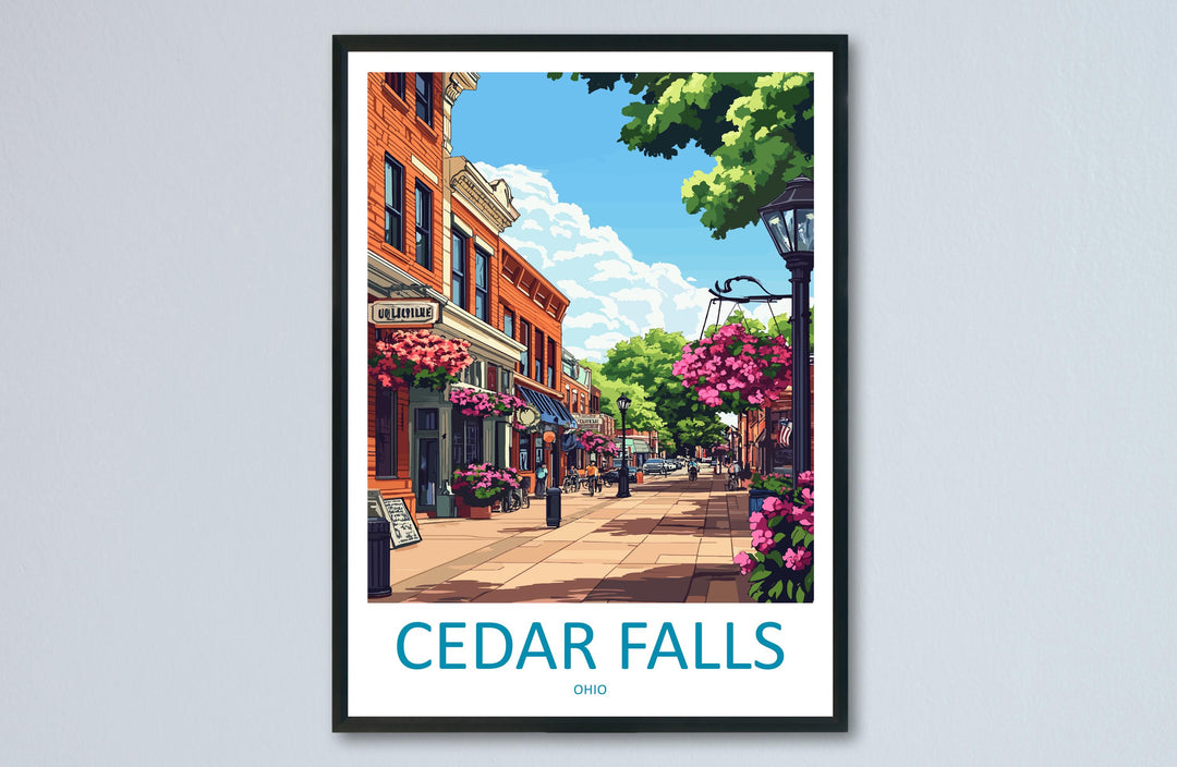 Cedar Falls Travel Print Cedar Falls Wall Decor Ohio Cedar Falls Art Cedar Falls Wall Art Ohio Poster Gift Cedar Falls Poster Ohio Travel