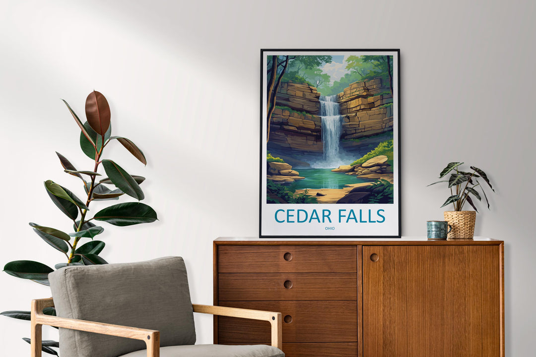 Cedar Falls Travel Print Cedar Falls Wall Decor Ohio Cedar Falls Art Cedar Falls Wall Art Ohio Poster Gift Cedar Falls Poster Ohio Travel