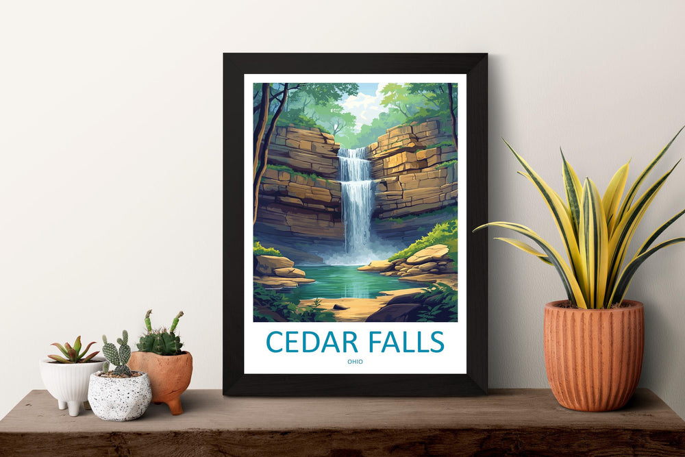 Cedar Falls Travel Print Cedar Falls Wall Decor Ohio Cedar Falls Art Cedar Falls Wall Art Ohio Poster Gift Cedar Falls Poster Ohio Travel
