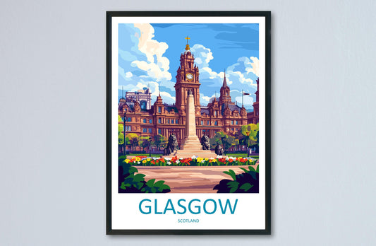 Glasgow Travel Print Wall Art Glasgow Wall Hanging Home Décor Glasgow Gift Art Lovers Scotland Art Lover Gift Glasgow Travel Artwork