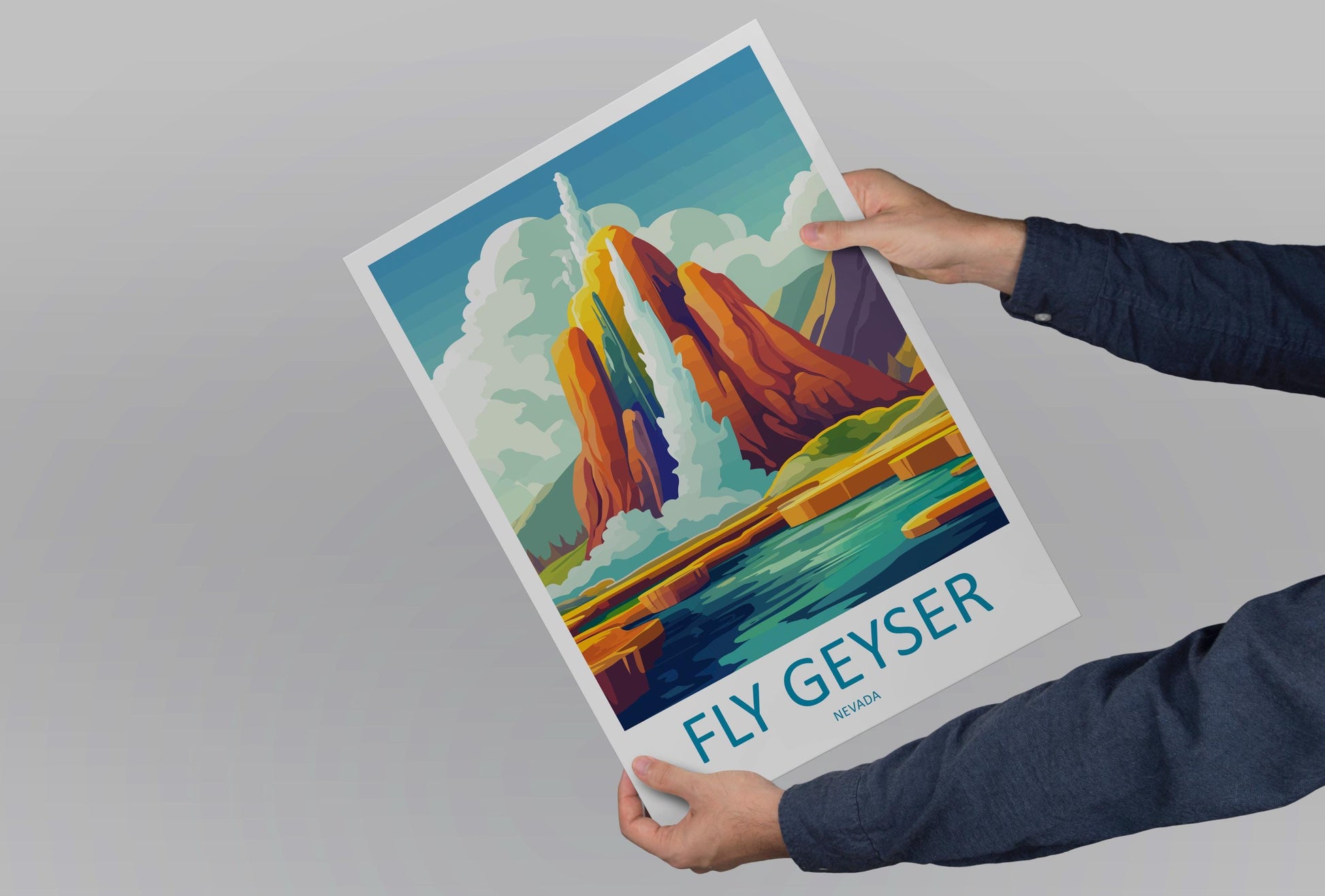 Fly Geyser Travel Print Fly Geyser Wall Decor Nevada Fly Geyser Art Fly Geyser Wall Art Nevada Poster Gift for Geothermal Wonder Lovers