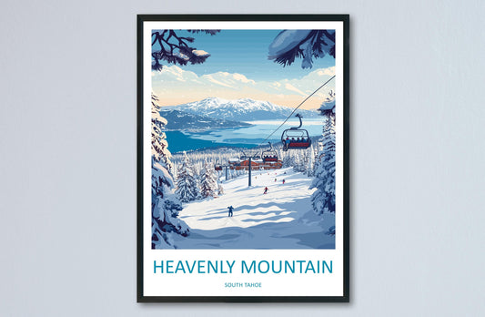 Heavenly Mountain Travel Print Heavenly Wall Decor South Tahoe Heavenly Art Heavenly Wall Art South Tahoe Poster Gift for Skiers Heavenly Mt