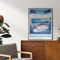 Heavenly Mountain Travel Print Heavenly Wall Decor South Tahoe Heavenly Art Heavenly Wall Art South Tahoe Poster Gift for Skiers Heavenly Mt