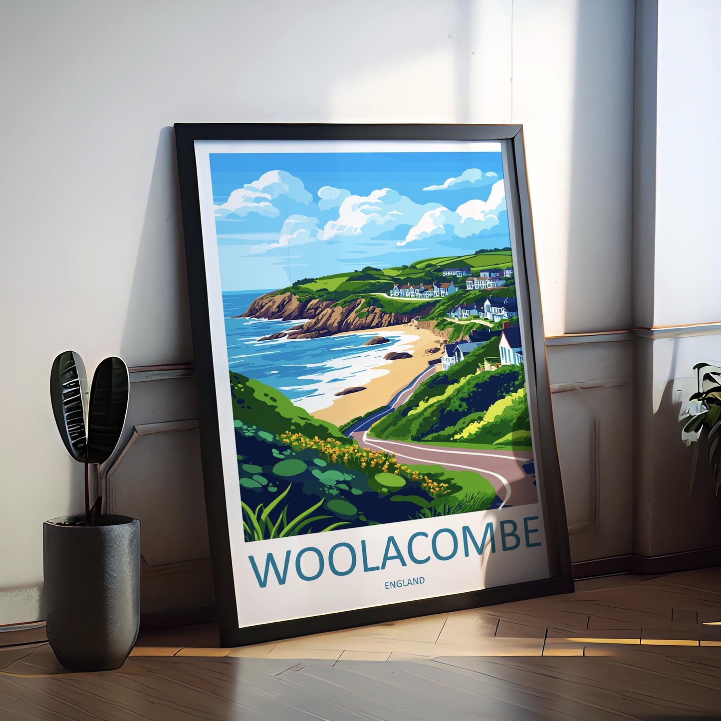 Woolacombe Travel Print Wall Art Woolacombe Wall Hanging Home Decor Woolacombe Gift Art Lovers Wall Art Devon Travel Art