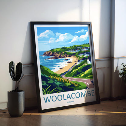 Woolacombe Travel Print Wall Art Woolacombe Wall Hanging Home Decor Woolacombe Gift Art Lovers Wall Art Devon Travel Art