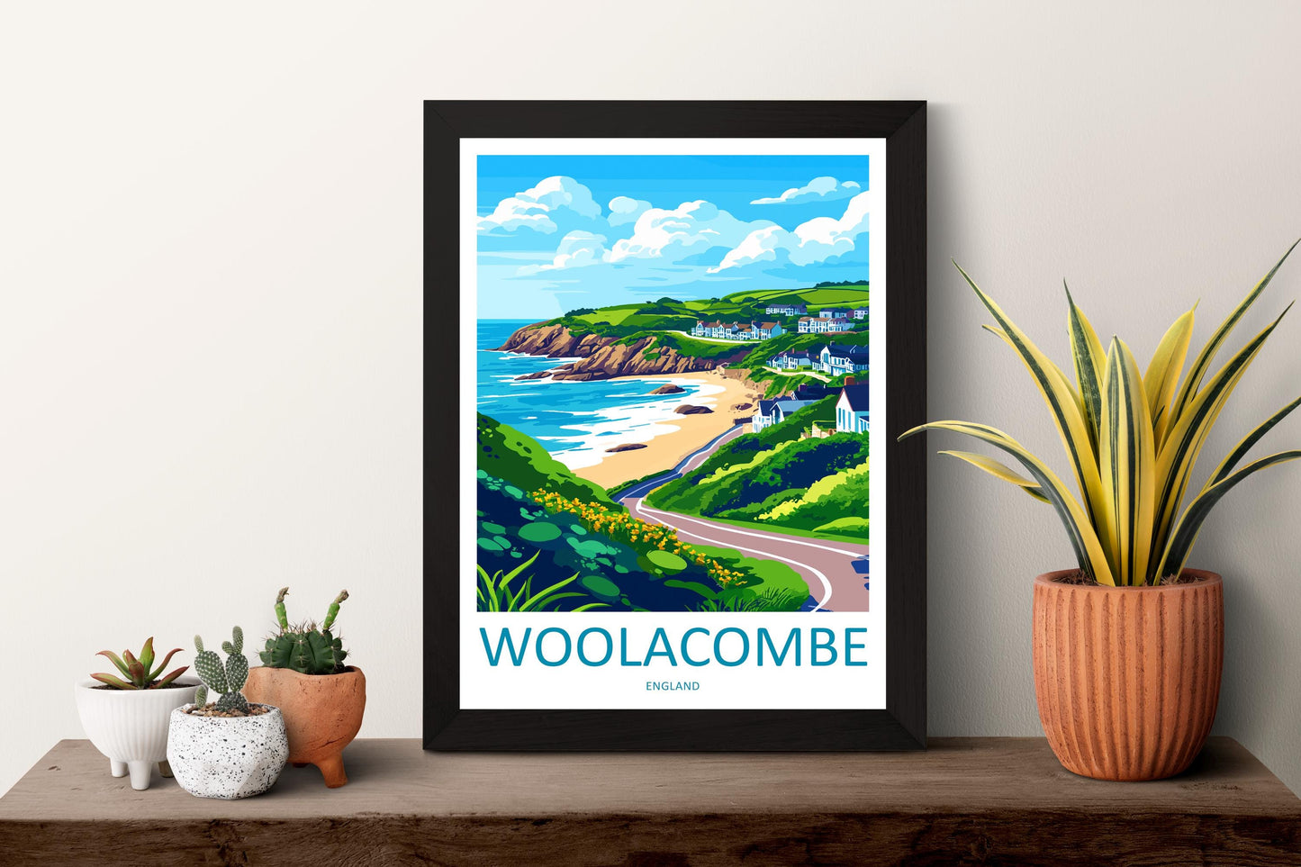 Woolacombe Travel Print Wall Art Woolacombe Wall Hanging Home Decor Woolacombe Gift Art Lovers Wall Art Devon Travel Art