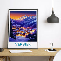 Verbier Travel Print Wall Art Verbier Wall Hanging Home Décor Verbier Gift Art Lovers Ski Art Lover Gift Verbier Print Skiing Art Poster