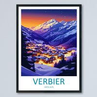Verbier Travel Print Wall Art Verbier Wall Hanging Home Décor Verbier Gift Art Lovers Ski Art Lover Gift Verbier Print Skiing Art Poster