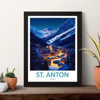 St. Anton Travel Print Wall Art St. Anton Wall Hanging Home Décor St. Anton Gift Art Lovers Ski Art Lover Gift St. Anton Print Skiing Print
