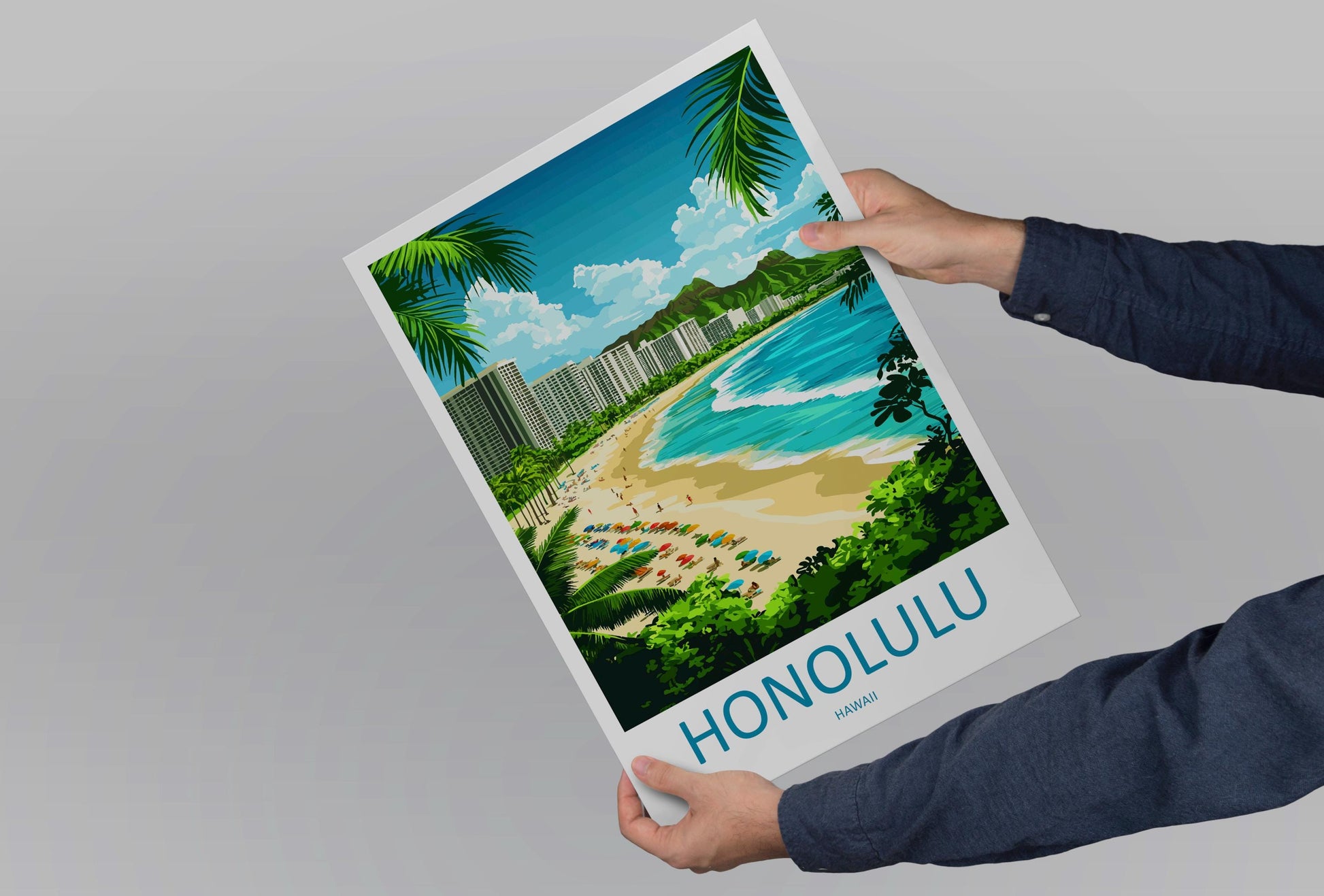 Honolulu Travel Print Wall Art Honolulu Wall Hanging Home Décor Honolulu Gift Art Lovers Hawaii Art Lover Gift Print Artwork