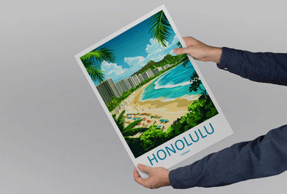 Honolulu Travel Print Wall Art Honolulu Wall Hanging Home Décor Honolulu Gift Art Lovers Hawaii Art Lover Gift Print Artwork
