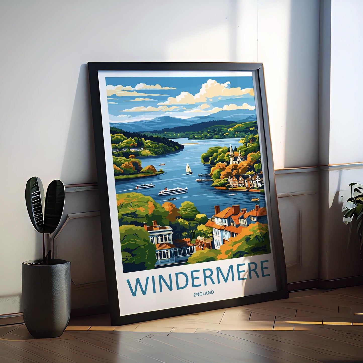 Windermere Travel Print Wall Art Windermere Wall Hanging Home Décor Windermere Gift Art Lovers England Art Lover Gift Windermere Souvenir