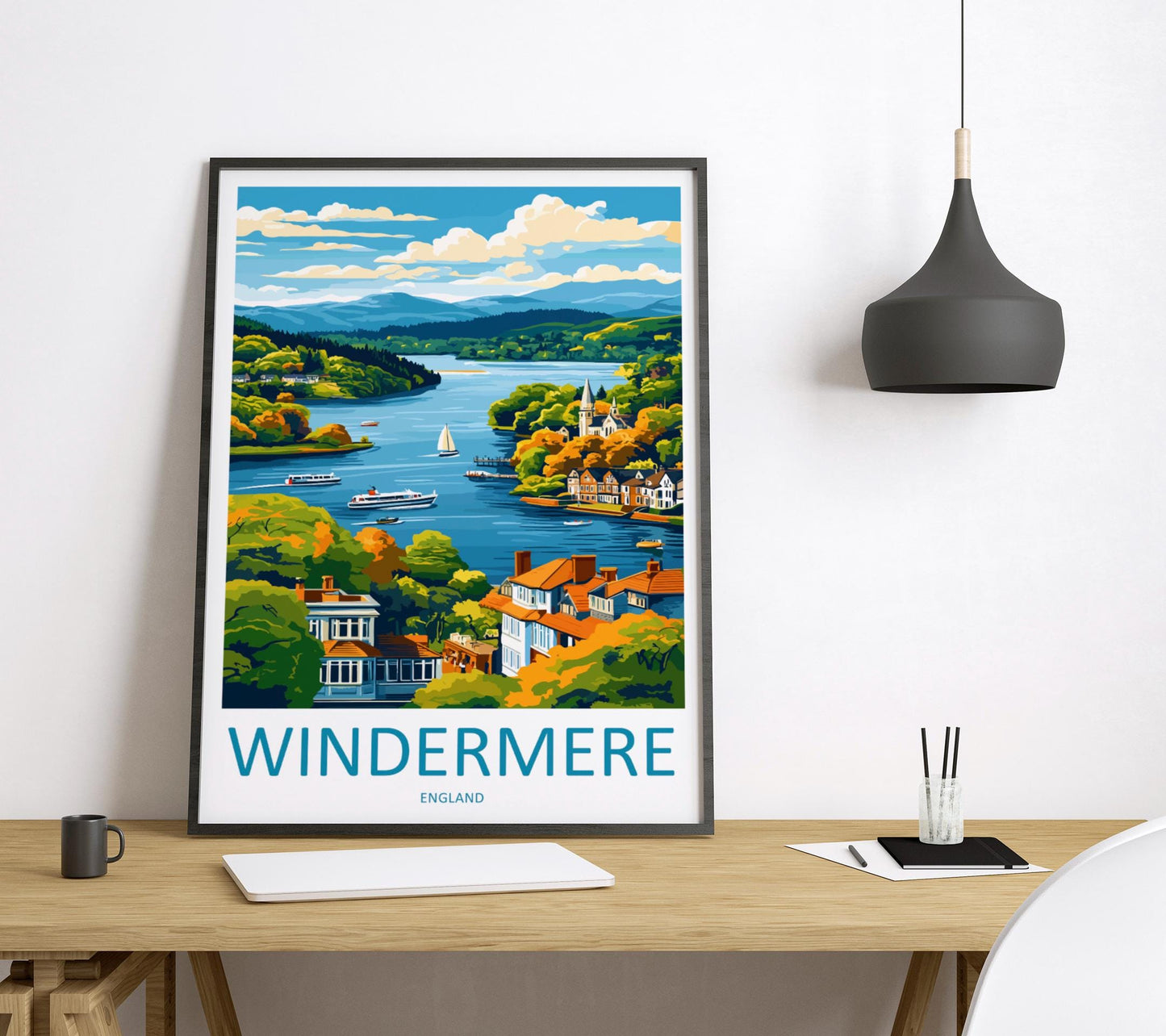 Windermere Travel Print Wall Art Windermere Wall Hanging Home Décor Windermere Gift Art Lovers England Art Lover Gift Windermere Souvenir