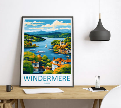 Windermere Travel Print Wall Art Windermere Wall Hanging Home Décor Windermere Gift Art Lovers England Art Lover Gift Windermere Souvenir