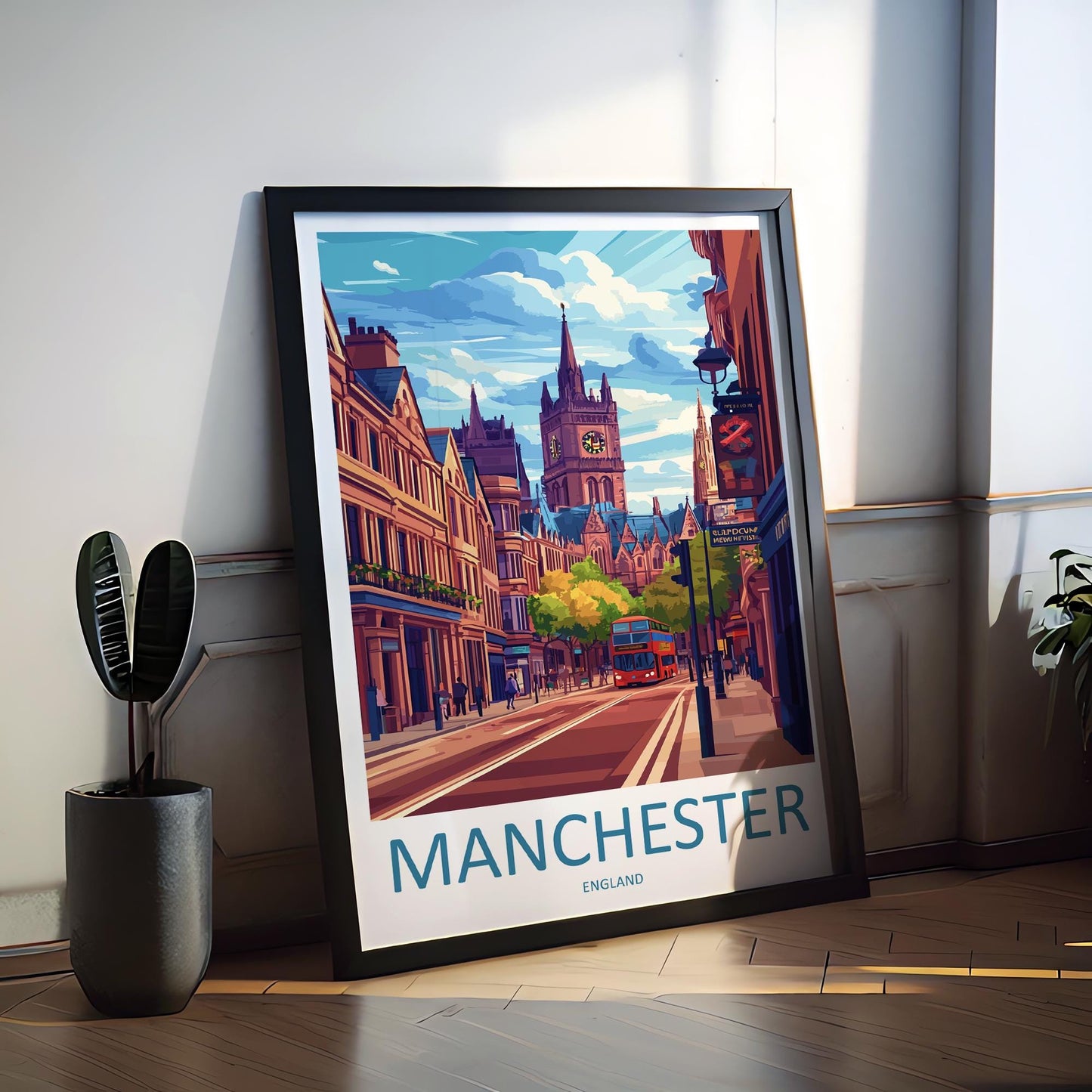 Manchester Travel Print Wall Art Manchester Wall Hanging Home Décor Manchester Gift Art Lovers England Art Lover Gift Manchester Travel Art