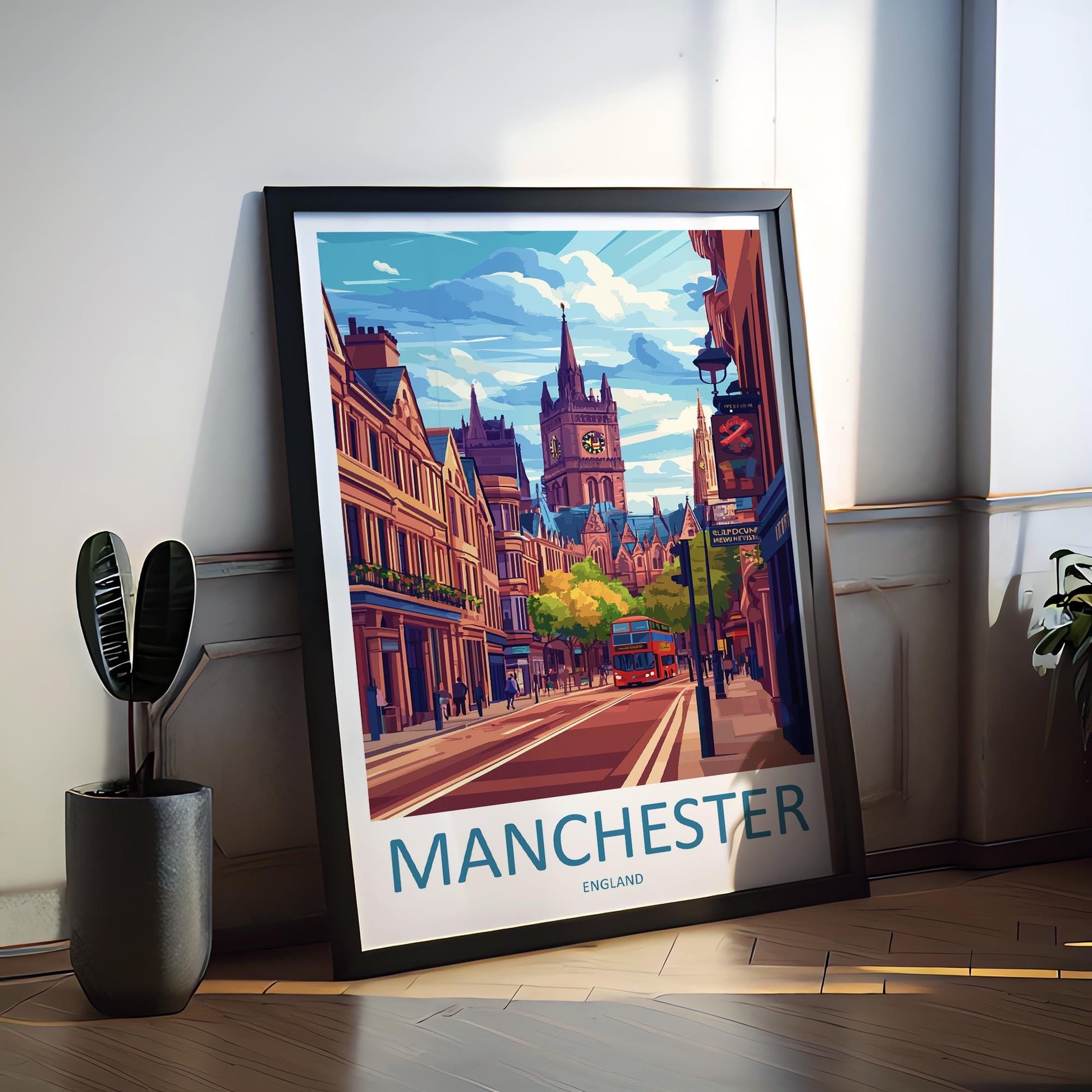 Manchester Travel Print Wall Art Manchester Wall Hanging Home Décor Manchester Gift Art Lovers England Art Lover Gift Manchester Travel Art