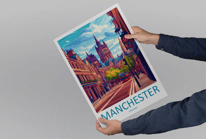 Manchester Travel Print Wall Art Manchester Wall Hanging Home Décor Manchester Gift Art Lovers England Art Lover Gift Manchester Travel Art