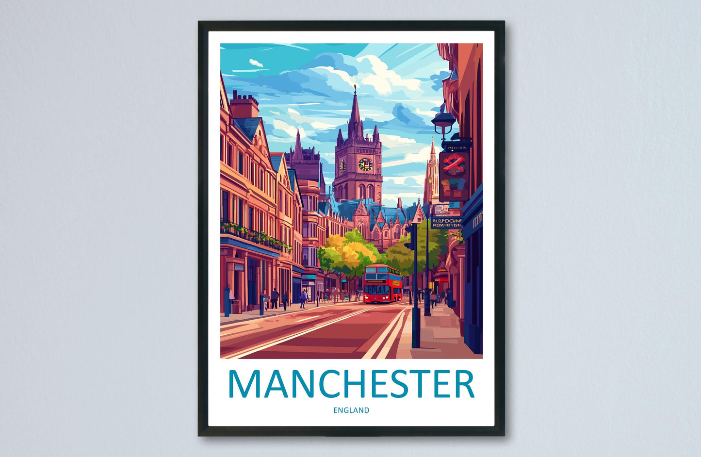 Manchester Travel Print Wall Art Manchester Wall Hanging Home Décor Manchester Gift Art Lovers England Art Lover Gift Manchester Travel Art