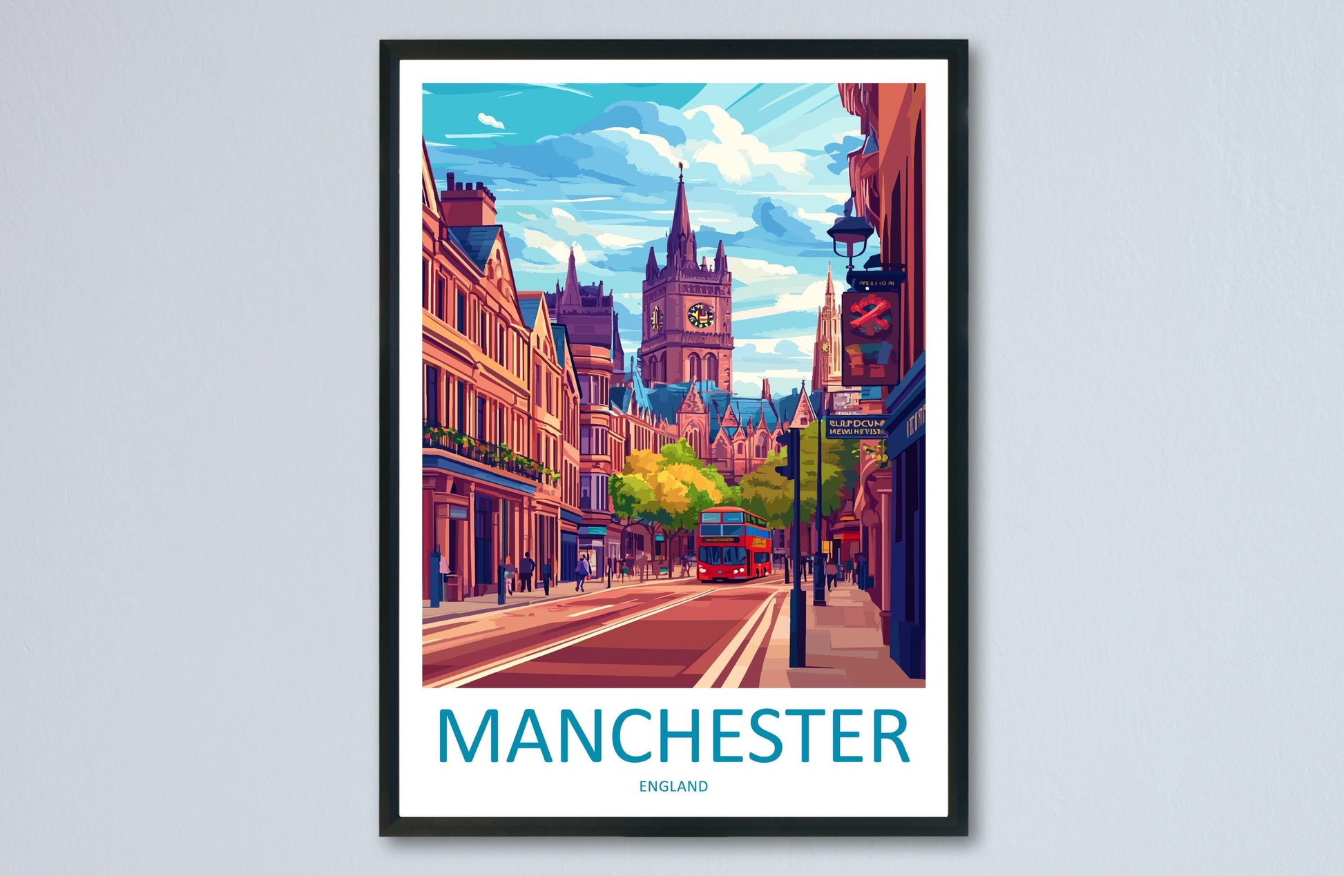 Manchester Travel Print Wall Art Manchester Wall Hanging Home Décor Manchester Gift Art Lovers England Art Lover Gift Manchester Travel Art
