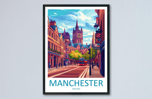 Manchester Travel Print Wall Art Manchester Wall Hanging Home Décor Manchester Gift Art Lovers England Art Lover Gift Manchester Travel Art